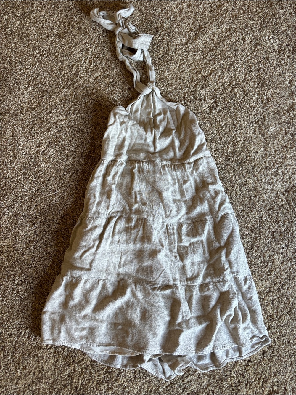 Abercrombie & Fitch Cream Halter Tiered Sundress